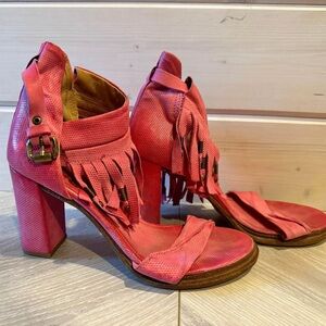 A.S.98 Pink Heels with Unique Design